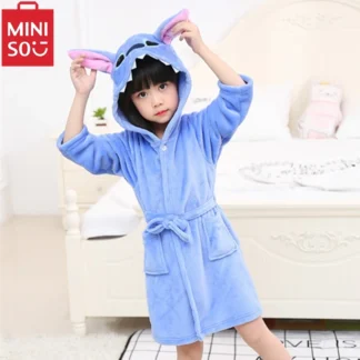 Nuevo Pijama de otoño e invierno para niños, batas de punto de Franela suave, albornoces cálidos para niños, pijamas para niñas, ropa de dormir de animales para bebés, albornoz