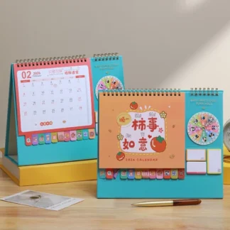 Calendario de escritorio estilo Año Nuevo Chino 2026, indicador de fecha y mes con notas, planificador mensual, encuadernación en espiral, caballo/Panda/alce