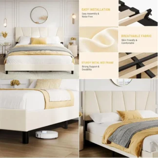 Base de Cama King Size Dainslef con Cabecera Ajustable, Moderna Base de Cama King con Plataforma Tapizada en Terciopelo y Soporte de Listones de Madera