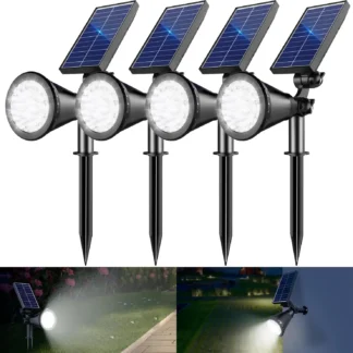 36 focos solares LED para exteriores, iluminación de paisaje impermeable ajustable de 1000LM para camino de jardín, paquete de 4 blanco frío
