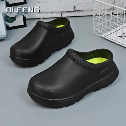 Zapatos de cocina para hombre y mujer, sandalias para playa al aire libre, zapatillas cómodas para caminar, calzado ligero negro a la moda, calzado de cocinero