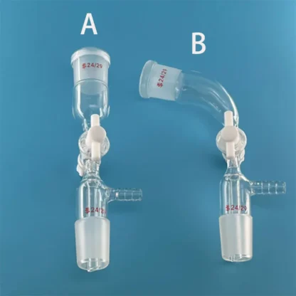 Tubo receptor de vacío de vidrio con pistón, tubo receptor de vacío de 105 grados, tubo de bombeo de aire de pistón tetrafluoro, tubo de destilación