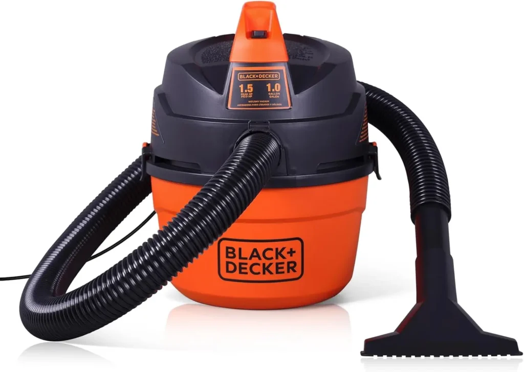 Aspiradora Compacta para Húmedo y Seco, Aspiradora de Pared de 1 Galón con Accesorios para Limpieza de Garaje, Hogar y Mascotas