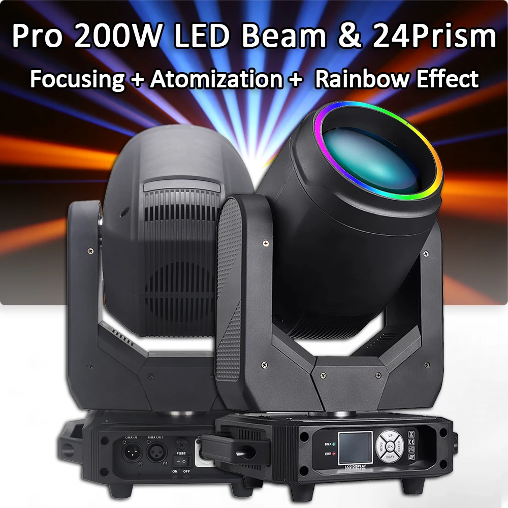 Pro LED 200W haz de iluminación con cabezal móvil varios colores + efectos de patrón haz de luz con apertura para DJ Fiesta Disco boda
