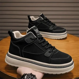 Zapatos vulcanizados para hombre, zapatos informales personalizados a la moda para adolescentes, zapatos de plataforma de talla grande con cordones y punta redonda, zapatos para hombre