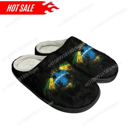 Zapatillas personalizadas de algodón con bandera de Brasil para hombre y mujer, sandalias informales de felpa para mantener el calor, zapatillas térmicas cómodas