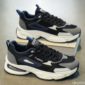 Versión a la moda, zapatos cómodos informales de suela gruesa a la moda, nuevos zapatos deportivos ligeros de malla transpirable para otoño para hombres
