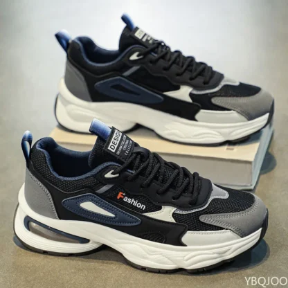 Versión a la moda, zapatos cómodos informales de suela gruesa a la moda, nuevos zapatos deportivos ligeros de malla transpirable para otoño para hombres