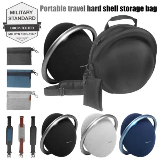 Estuche de transporte EVA, bolsa de almacenamiento portátil a prueba de golpes con correa para el hombro y bolsa de accesorios para altavoces Harman Kardon Onyx Studio 8/7