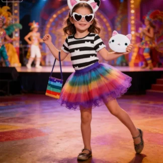 Disfraz de Purim para casa de muñecas, Cosplay de Gabby, Top de arcoíris, vestido tutú y bolsa, conjuntos para niños, disfraz de fiesta de cumpleaños y Carnaval para niña 2026