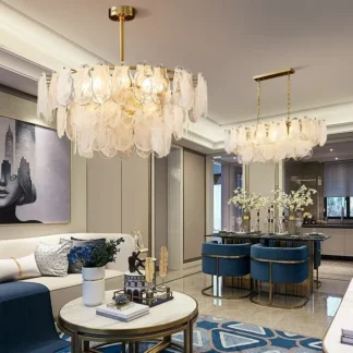 Lámpara colgante de cristal de nube blanca LED moderna, decoración del hogar, lámpara de suspensión regulable para sala de estar, luminaria interior