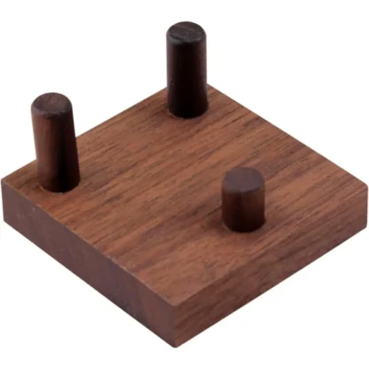 WAYUTO Soporte de exhibición de cristal de nogal Caballete de exhibición de tres clavijas para geodas de coral fósil Ágata mineral de roca S