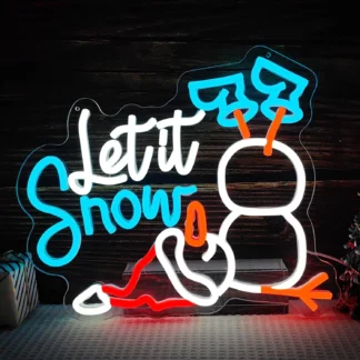 Let It Snow-letrero de neón regulable, luces de neón LED de muñeco de nieve para Navidad, fiesta, dormitorio, ventana, decoración de pared, regalos de vacaciones