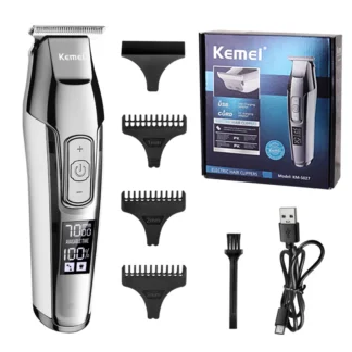 Kemei-5027-cortadora de pelo profesional para hombre, recortadora de barba, velocidad ajustable, LED, Digital, para tallar, maquinilla de afeitar eléctrica, KM-5027