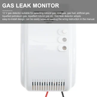 Fuga de gas natural Alta sensibilidad 12V Terminales de alimentación no polarizados Alarma para el hogar Alarma de fuga de gas de seguridad Natural
