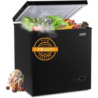 Mini congelador horizontal de 7,0 pies cúbicos, congelador compacto negro, puerta superior, poco ruido con cesta extraíble, termostato ajustable