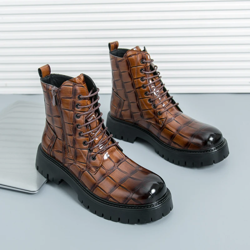Botas Chelsea de moda de verano para hombre, botas de marca de oficina de negocios con cordones americanos en negro y marrón, zapatos de entrenamiento, tallas 38-46, botas para hombre