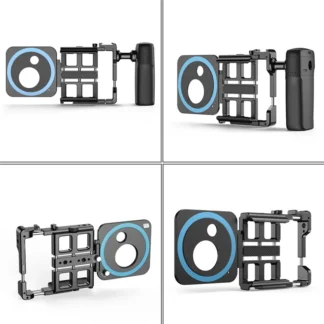 Práctico soporte en vivo para teléfono móvil, jaula inteligente con Bluetooth, orificio roscado de 1/4 pulgadas/interfaz de zapata fría para trípode de micrófono LED de vídeo