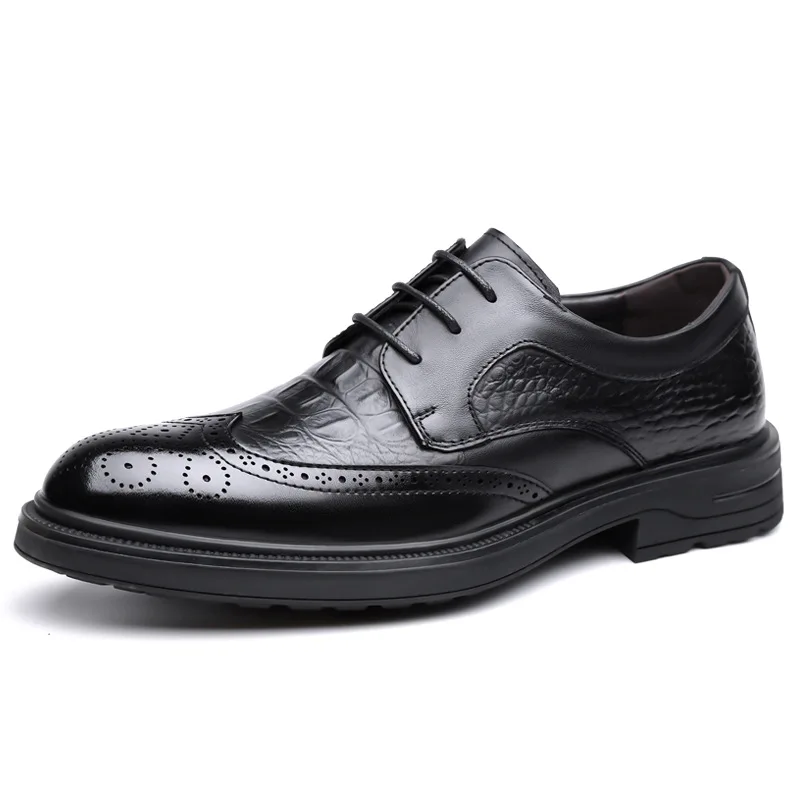 Zapatos de Cuero Vacuno de Color Sólido Coreanos para Hombre, Primavera Verano, Nuevos Zapatos Brogue de Diseñador con Cordones, Zapatos Casuales de Negocios de Moda Masculina