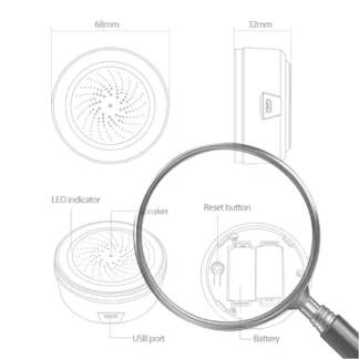 Sensor de luz de sonido de 90dB, alarma inteligente, sirena, aplicación remota, Control, sistema de protección de seguridad para el hogar, Sensor de luz de sonido USB