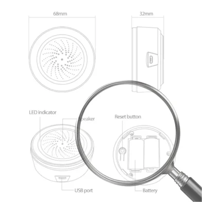 Sensor de luz de sonido de 90dB, alarma inteligente, sirena, aplicación remota, Control, sistema de protección de seguridad para el hogar, Sensor de luz de sonido USB
