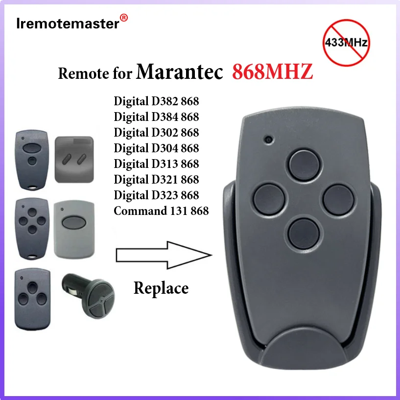 2026 nuevo Control remoto para Marantec 868MHz comando de puerta de garaje Digital 302 304 313 384 382 321 323 131 868 abridor de comando de puerta