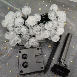 50 guirnaldas de luces LED para exteriores, bolas de cristal de globo, 8 modos, luces de cadena impermeables para jardín, patio, fiesta en casa, boda, Navidad