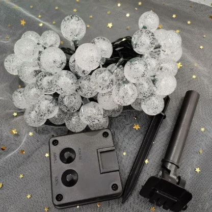 50 guirnaldas de luces LED para exteriores, bolas de cristal de globo, 8 modos, luces de cadena impermeables para jardín, patio, fiesta en casa, boda, Navidad