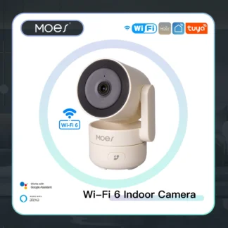 MOES Tuya Wi-Fi 6 Smart Indoor 4MP HD cámara de seguridad Pan/Tilt seguimiento de movimiento y detección de sonido Monitor de visión nocturna infrarroja