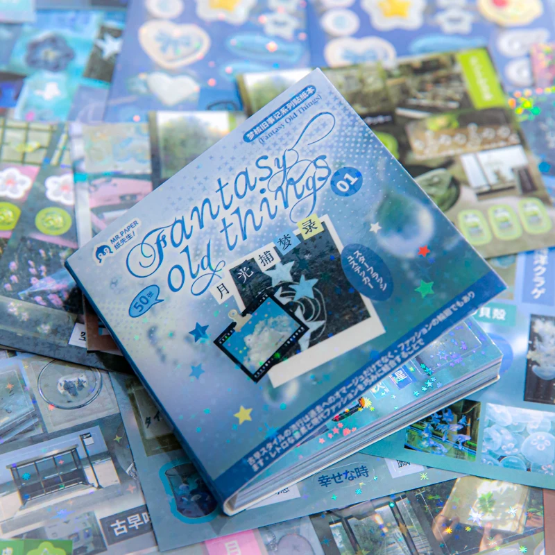 50 hojas de pegatinas troqueladas, libro de pegatinas decorativas de dibujos animados, pegatinas de papelería japonesas creativas, suministros de álbum de recortes hechos a mano