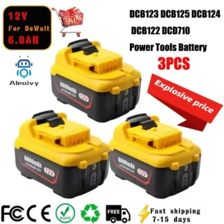 ALEAIVY para Dewalt 6.0Ah baterías de iones de litio DCB120 de repuesto 12V 3Ah DCB123 DCB125 DCB124 DCB122 DCD710 batería de herramientas eléctricas