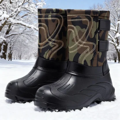 2025 nuevas botas de nieve suaves de EVA para hombres botas gruesas de terciopelo cálidas para exteriores ropa de pesca al aire libre impermeable en días de nieve