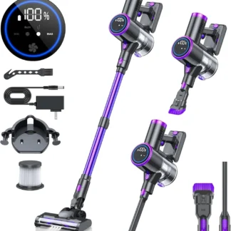Aspiradora de varilla inalámbrica liviana con pantalla LED, batería de 40 minutos, 6 en 1 para suelos y alfombras del hogar