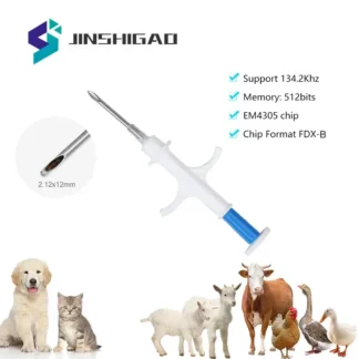 100 paquetes de microchip Pet EM4305 134,2 KHz FDX-B Chip de identificación de animales jeringa de microchip Animal estándar internacional