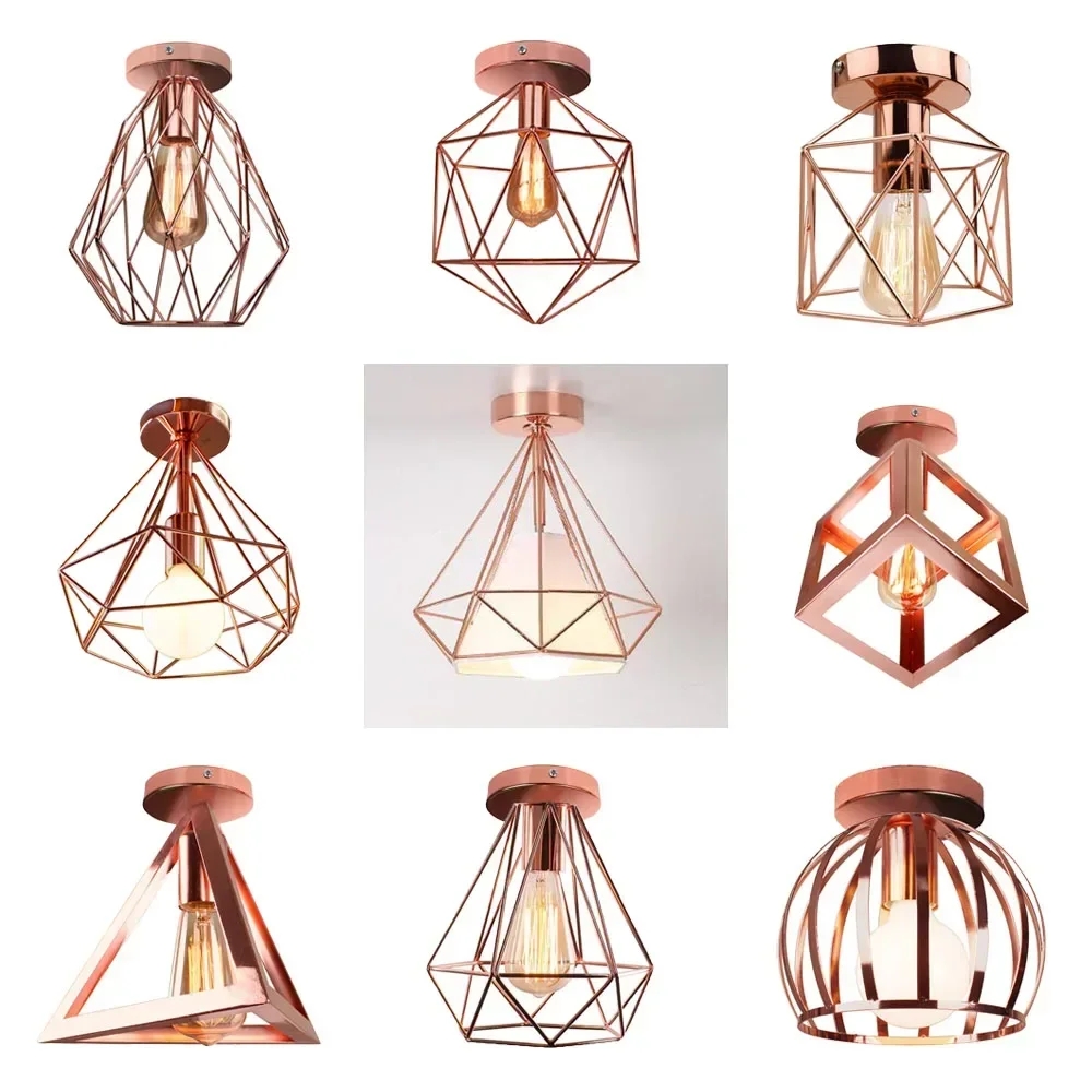 Luces de techo Led minimalistas nórdicas modernas, lámpara de hierro Retro para decoración del hogar, sala de estar, cocina, Loft, Plafonnier de oro rosa