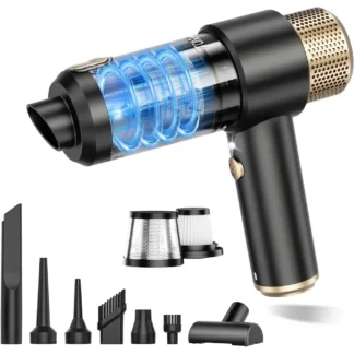 Aspiradora de Mano para Auto, Inalámbrica Portátil de 16000PA, 2 en 1, Soplador de Aire y Aspiradora, Luz LED, Múltiples Boquillas, 120W de Alta Potencia