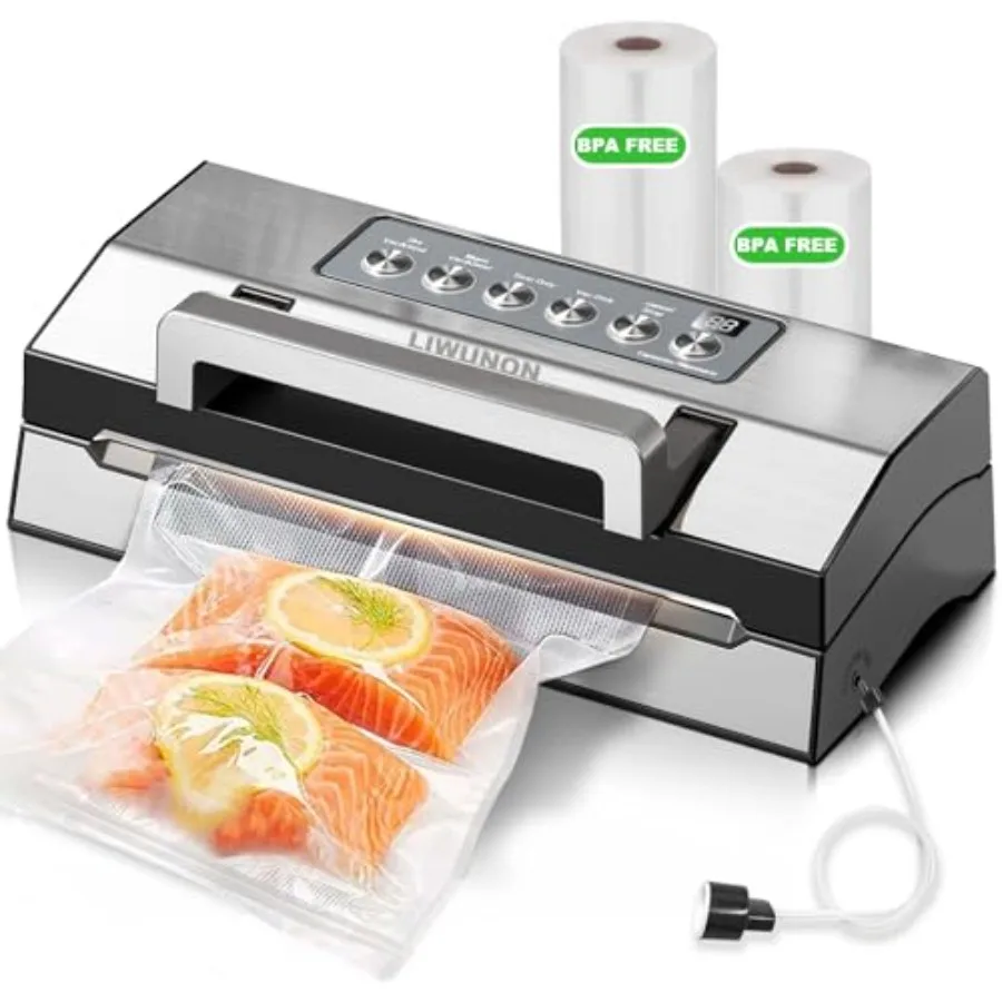 Selladora al Vacío de Precisión Mejorada 2025, Selladora de Alimentos Comercial Totalmente Automática, Sellado Doble con Calor, Cortador Incorporado
