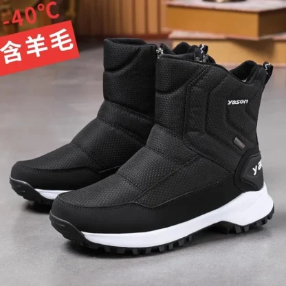 2025 Botas de invierno para hombre, botas de nieve para exteriores para hombre, botas cálidas de felpa gruesas, impermeables, antideslizantes a media pantorrilla, zapatos de invierno para hombre