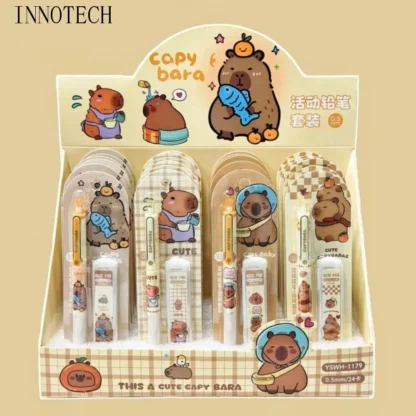 Regalo para niños, lápiz mecánico de capibara, viñetas de animales, lápiz automático de dibujo, lápiz propulsor de 0,5 MM, premio para estudiantes