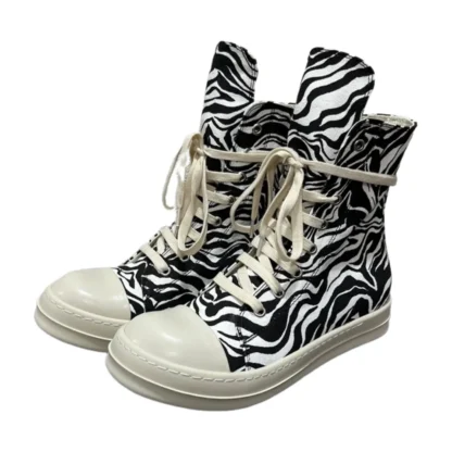 Zapatos altos para hombre, zapatillas informales de lona para mujer, con cordones, cremallera de lujo, zapatos planos de otoño de Hip Hop, botas masculinas de diseñador