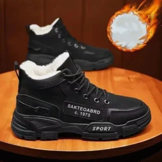 2025 nuevas botas altas para hombre, botas de moto a la moda, botas de plataforma cálidas para exteriores, botas de cuero con cordones para hombre