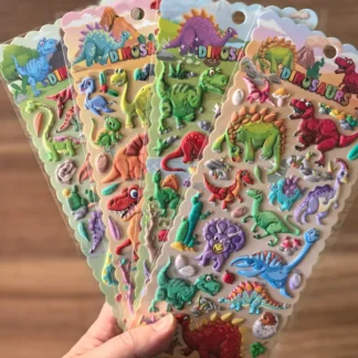4 hojas de pegatinas 3D de dinosaurio, calcomanías de dinosaurio coloridas para manualidades, cuadernos y decoración de habitaciones para niños, tienda BulingBulingStickers