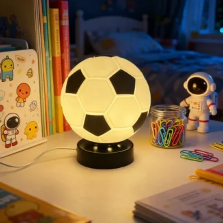 Lámpara de Mesa LED de Fútbol Bauhaus, Estilo Creativo de Alta Gama, Lámpara de Fútbol Bauhaus, Decoración para Dormitorio Juvenil, Habitación de Estudiantes, Decoración para Dormir para Niños