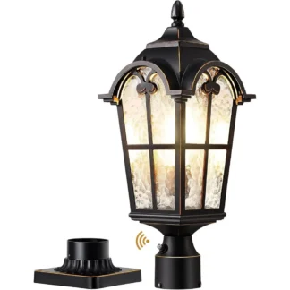 Lámpara de poste exterior de gran tamaño para exteriores, de 21.9'' de altura, 120V, con base de montaje en poste, farola exterior impermeable