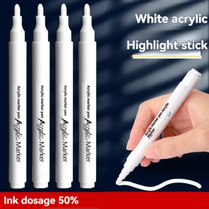 Rotulador acrílico blanco específico para estudiantes, pincel de pintura de secado rápido a base de aceite, 6 uds.