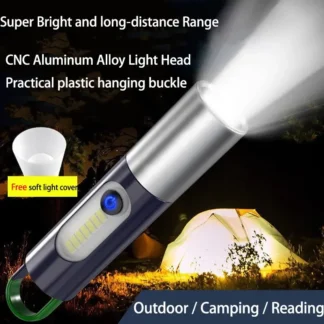 Linterna LED con Zoom de luz fuerte P50/antorcha de iluminación láser blanca linterna recargable por USB lámpara de Camping portátil al aire libre con gancho