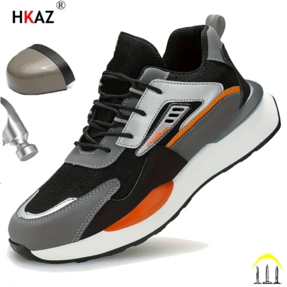 Zapatos de seguridad de protección para hombre, puntera de acero, zapatos de trabajo antigolpes, botas de seguridad indestructibles antipinchazos, ligeras y transpirables