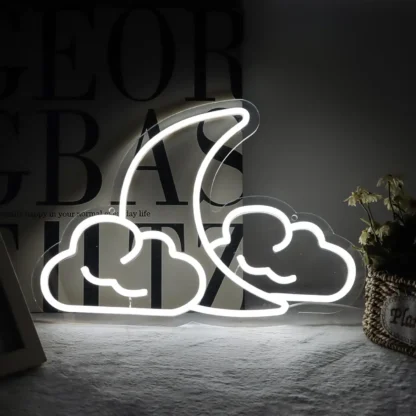 Letrero de neón Led de nube y luna, decoración de boda, luz de neón con alimentación USB, oficina, cafetería, sala de juegos, decoración de fiesta, dormitorio, luz nocturna regulable