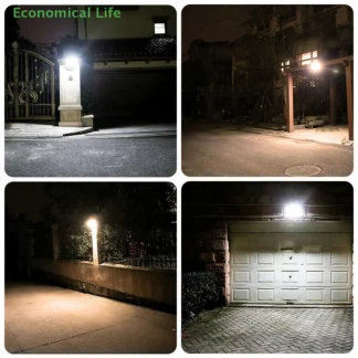 Luces solares para porche, patio, jardín, exteriores, Sensor de movimiento con Control, 90LED, 3 colores, 4 modos, inundación de seguridad, luz impermeable