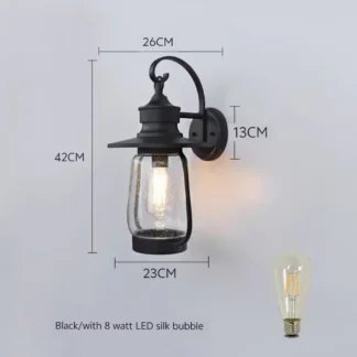 Lámpara de pared para exteriores con linterna de estilo chino, lámpara impermeable para patio, lámpara de paso para pasillo y balcón, puerta exterior retro para villa